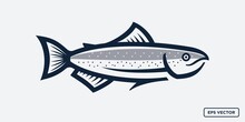 Salmon Fish Vintage Vector Illustration. Modern Retro Simple Cartoon Style Trout Fish Logo Vector Design.