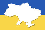 Fototapeta  - Ukraine. Ukraine map. Vector illustration of Ukraine map on yellow and blue flag background. Map of Ukraine with national flag. Vector Illustration.