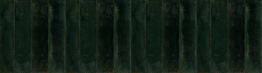 Wall Mural - Dark green rectangular rustic brick tiles wall or floor texture wide background banner panorama