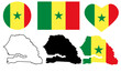 senegal map flag icon set isolated on white background