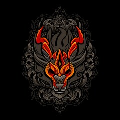 Sticker - Legendary fantasy dragon head vector illustration