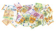 Leinwandbild Motiv Bargeld, Euro Geldscheine - Banknoten Inflation Panorama Freigestellt