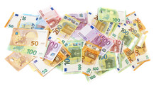 Bargeld, Euro Geldscheine - Banknoten Inflation Panorama Freigestellt