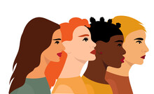 Women Of Different Nationalities Flat Design, Isolated, Vector