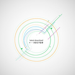 Poster - Abstract color swirly background. Technology texture template. Vector dynamic design, Illustration with lines and circles. Idea lines motion