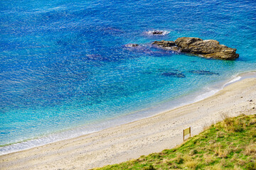 Sea shore with beach. View from above.