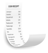 Printed Purchase Bill. Paper Roll With Cash Amount