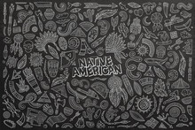 Vector Hand Drawn Doodle Cartoon Set Of Native American Objects