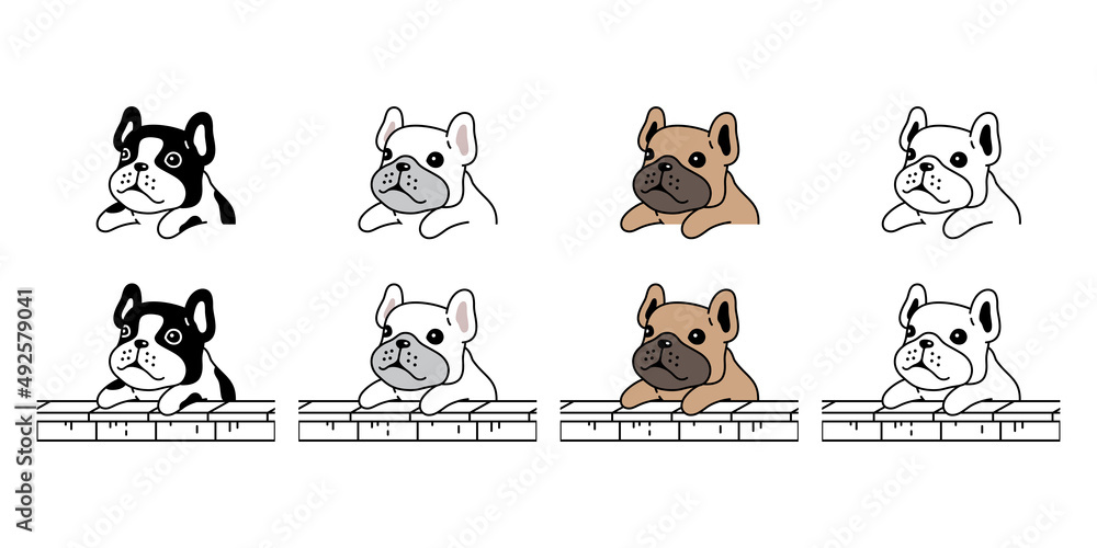 dog vector french bulldog icon puppy character cartoon pet symbol scarf ...