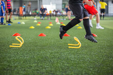 Children Jump Skill In Soccer Academy