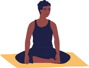 Wall Mural - Man Sitting in Lotus Pose During Meditation Illustration