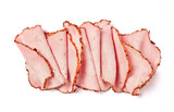 Fototapeta  - Rolled smoked ham slices