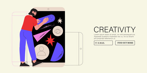 Design and programming concept. Designer working on ui ux design or mobile application. Studio or agency prototyping or coding web page or mobile app. Cms development.