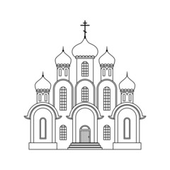 Wall Mural - Vector illustration of the Orthodox Christian Church. A religious building. Outline