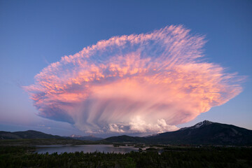 View of beautiful clouds formations at sunset near Frisco, Colorado, United States.