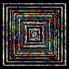 Aufkleber - Colorful artistic paint background, abstract digital art illustration with lines.