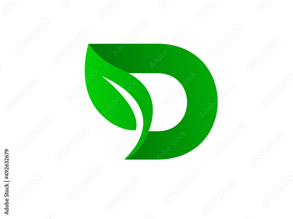 nature D logo. nature logo design. nature D letter logo. Green leaf ...