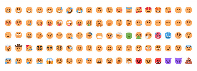 Wall Mural - set of popular emoji face for social network - emojis in different style - emoticon collection - cute smiley emoticons