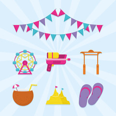 Poster - songkran festival icon set