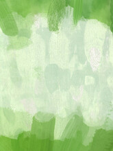Green Abstract Handpainted Spring Background With Brush Strokes And Frame