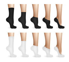 Wall Mural - Female Legs In White And Black Socks