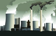 Factory chimneys emitting pollutants into the air