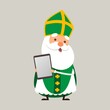 Saint Patrick Ireland's patron saint with tablet - vector illustration isolated