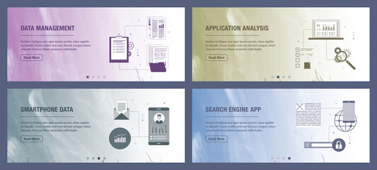 Wall Mural - Data, management, business, report, application and analysis icons.