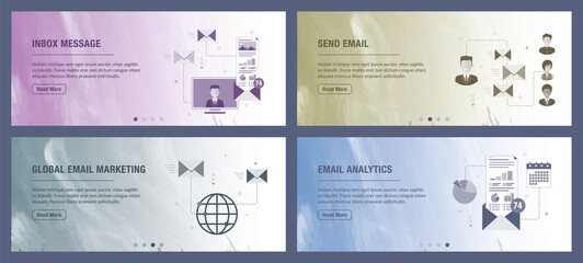 Wall Mural - e-mail marketing, communication, notification, computer and marketing icons. concepts of inbox messa