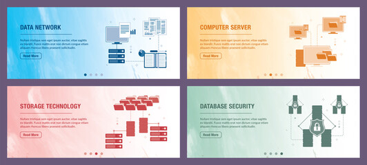 Wall Mural - network, computer, server ,business, technology, database and security icons. concepts of data netwo