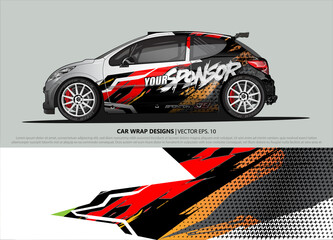 Car wrap decal design vector. abstract Graphic background kit designs for vehicle, race car, rally, livery, sport car