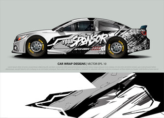 Racing car wrap design vector for vehicle vinyl sticker and automotive decal livery