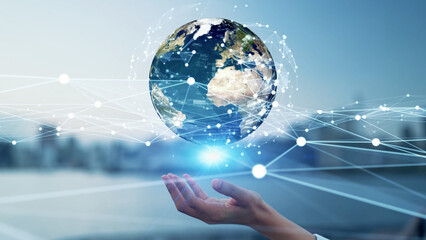 Aufkleber - Global communication network concept. Digital transformation.
