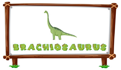 Sticker - Frame template with dinosaurs and text brachiosaurus design inside