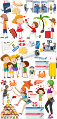 Poster - Set of cartoon character and object for travel