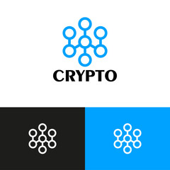 Aufkleber - Connected circle logo design concept. Tech data company brand logomark illustration. Can representing blockchain, system, crypto.