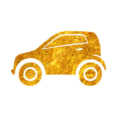 Hand drawn gold foil texture icon Mini car