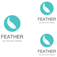 Wall Mural - poultry breed feather logo and a pen made of feathers using vector icon design illustration template