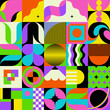 Neon Colored Abstract Pattern Graphics Made With Vector Geometric Shapes And Elements