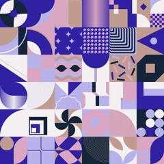 Sticker - Modernism Aesthetics Inspired Vector Graphic Pattern Made With Abstract Geometric Shapes