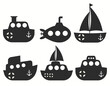 Marine ship icon set. Vector illustration isolated on white background