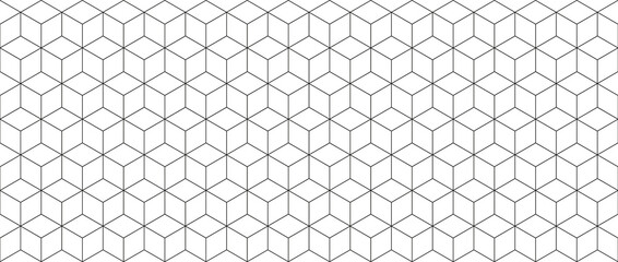 Hexagon geometric seamless pattern. Cube background.Seamless grid texture. Abstract graphic lines in cube shape. Design art for textile, ornament and decoration. Vector