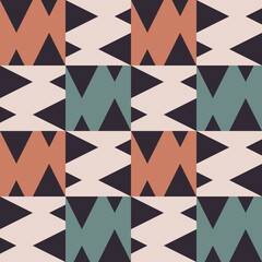 Vector abstract neo geometric African aztec shape modern vintage color style seamless pattern background. Use for fabric, textile, interior decoration elements, upholstery, wrapping.