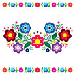 Mexican folk art style vector floral greeting card on invitation pattern inspired by traditional embroidery
 