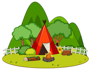 Wall Mural - A simple camp in nature background