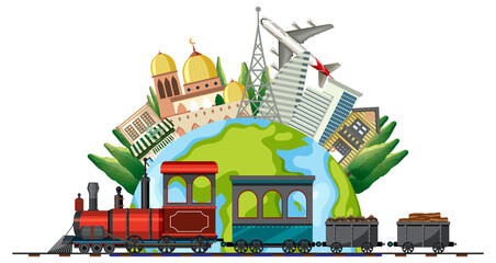 Wall Mural - Train with natural scene