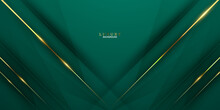 Green Abstract Background Decorated With Luxury Golden Lines Vector Illustration