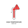 © Katsyarina - Danger high temperature thermometer vector line minimalist illustration. Summer or body extreme temperatures. Climate change and earth heating warning sign.