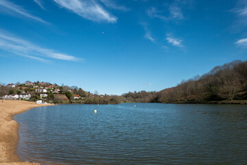 Wall Mural - Lago Alain Cami em Saint Pée sr Nivelle no País Basco com parte da cidade ao fundo