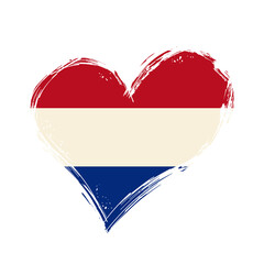 Wall Mural - Dutch flag heart-shaped grunge background. Vector illustration.